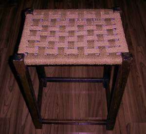 Vintage Shaker Style WOODEN STOOL with WOVEN SEAT COOL  