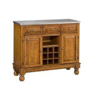   Furniture Oak Buffet with Stainless Steel Top Furniture & Decor