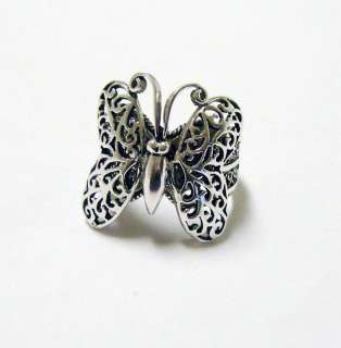 925 SILVER ARTISAN FILIGREE BUTTERFLY RING SIZE 9  