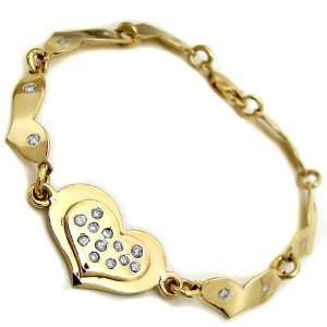  .70ct Round Diamond Heart Bracelet 14k Yellow Gold 