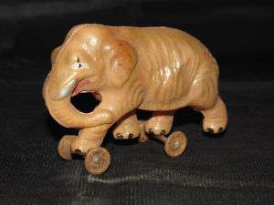 Vintage Celluloid Elephant on Wheel Penny toy, Japan  