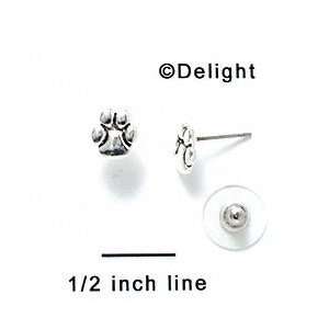  F1069 ctlf   Mini Silver Paw Post Earrings (Back included 