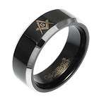 tungsten carbide black masonic symbol freemason s band ring size