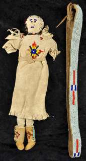 Antique Plains Indians Beaded Doll and Belt Early 1900s  