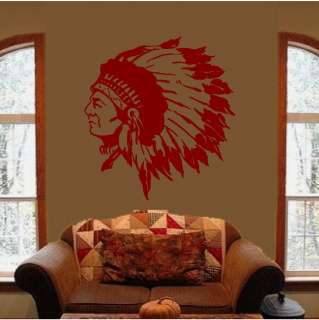 Indian Chief Native American Feather Wall Art Decal Decals Stickers 