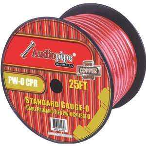  Audiopipe 0Gauge 25Ft Copper Power Cable, Red Electronics
