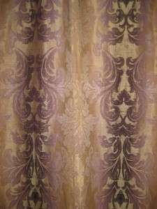   Gold Purple Fleur Scroll French Shabby Drapes Curtains PAIR 2  