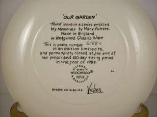 Vintage Wedgwood & Barlaston Mary Vickers Our Garden Plate 1983  