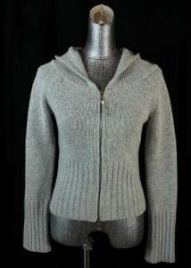 womens EXPRESS sweater hooded zip front long sleeve lambs wool MEDIUM 