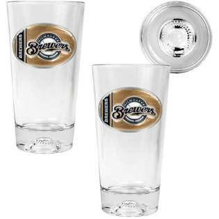 Great American Products Milwaukee Brewers MLB 2pc Pint Ale Glass Set 