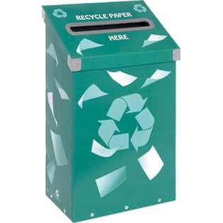 Recyclingbin WedgeCycle Recycling Bin Slim Green with Paper Lid at 