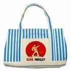 Carsons Collectibles Striped Blue Tote Bag of Elvis Presley Photo 