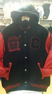 Noiz Varsity Jackets For Men (Black/Red) W/Hood  