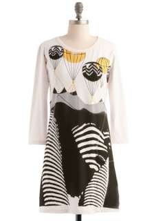 In Your Atmosphere Tunic   Cream, Black, Yellow, Novelty Print, Print 