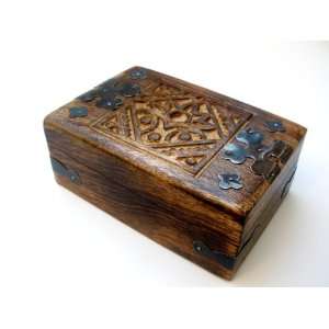  Hand Carved Decorative Wooden Trinket Storage Box With 