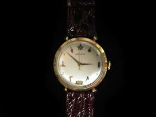 Hamilton wristwatch circa 1950s with masonic emblems in the dial.