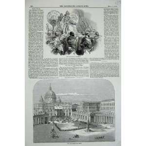  1847 Pope Blessing People Vatican Rome Procession Print 