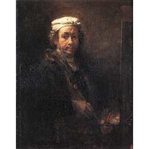   painting name Portrait of the Artist at His Easel, by Rembrandt