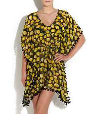 Navy (Blue) Boutique Lemons and Pom Pom Kaftan  253903041  New Look