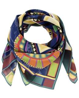 Lucy Jay Silk Multi Coloured Scarf With Heart Pattern   No One 