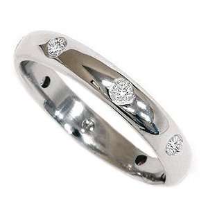   14K White Gold 3MM .25CT Diamond Bezel Eternity Wedding Ring Jewelry