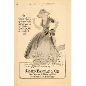  1923 Ad James Bennat Frock Taffeta Clothing Hat Gown 