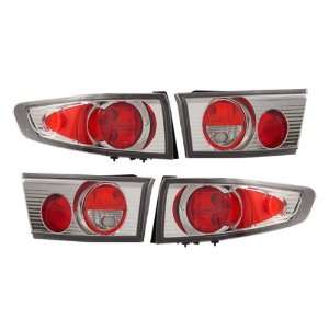  03 05 Honda Accord Sedan Red/Chrome Tail Lights 