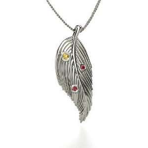  Birds of a Feather Pendant, Round Citrine Sterling Silver 