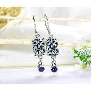   Silver Deep Violet African Amethyst Dangling Hook Earrings Jewelry