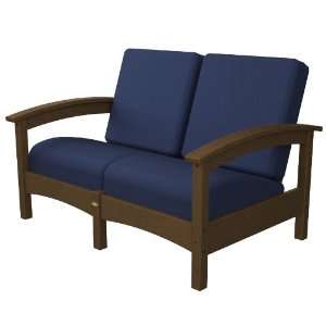  Trex Outdoor Rockport Club Settee in Tree House with Navy 