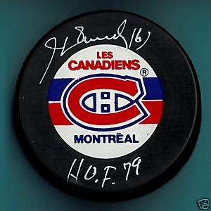Henri Richard Autographed Canadiens Puck with HOF 79  