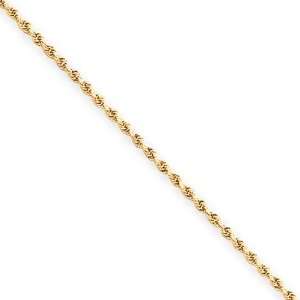  10k Yellow Gold 7 inch 1.75 mm Rope Chain Bracelet in 10k 