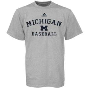 adidas Michigan Wolverines Ash Baseball Practice T shirt  