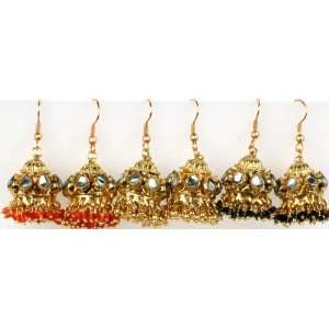  Lot of Three Kundan Chandelier Earrings   Copper Alloy with Cut 
