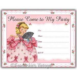  Vintage Pink Girl Birthday Party Invitations Toys & Games