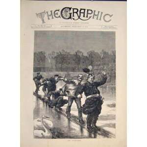  Armstice France Paris Commune Ice Swan Old Print 1871 