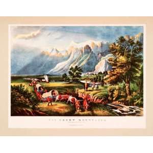  1942 Print Currier Ives Rocky Mountains Emigrants Crossing 