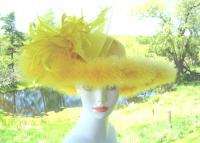 Ladies Yellow Dress Hat Womens Church Tea Designer HATS  