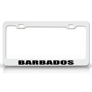 com BARBADOS Country Steel Auto License Plate Frame Tag Holder White 