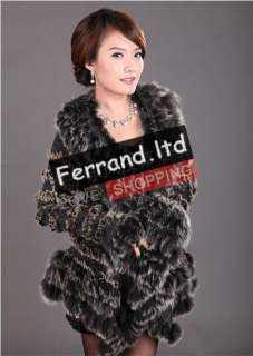 New Real Genuine Knit Rabbit Fur Coat/Jacket/Vest Winter For Women 