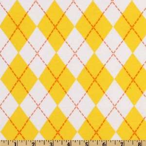  58 Wide Cotton Jersey Knit Argyle Yellow/White Fabric By 