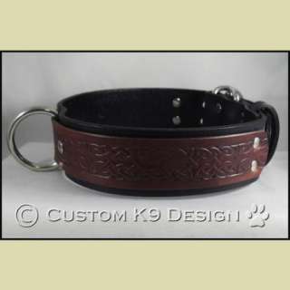 NEW 2 Wide Leather CELTIC Dog Collar MD 3XL 21 Colors  