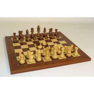  WW Chess French Chess and Checkers Set on a Mahogany Board 