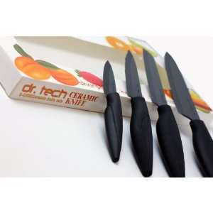  dr. Tech 4 pc Black Blade Ceramic Knife Set Kitchen 