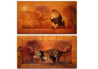 SET 2x AFRIKA Löwe Tiger Bilder 70x40 super dekoration  