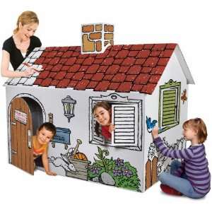  Discovery Kids Color Me Cardboard Playhouse   White 