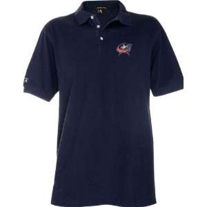   Blue Jackets Navy Classic Pique Stainguard Polo Shirt Sports