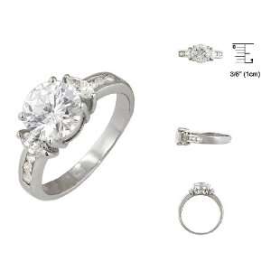   Sterling Silver Round and Marquise CZ Engagement Ring Size 8 Jewelry