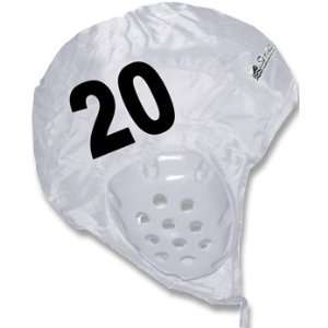 Sprint Aquatics Water Polo Swim Cap Set 2 13 WHITE CAP/BLACK NUMBER 