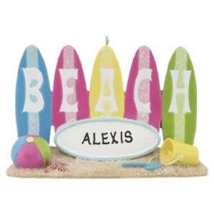  Personalized Beach Surfboards Christmas Ornament